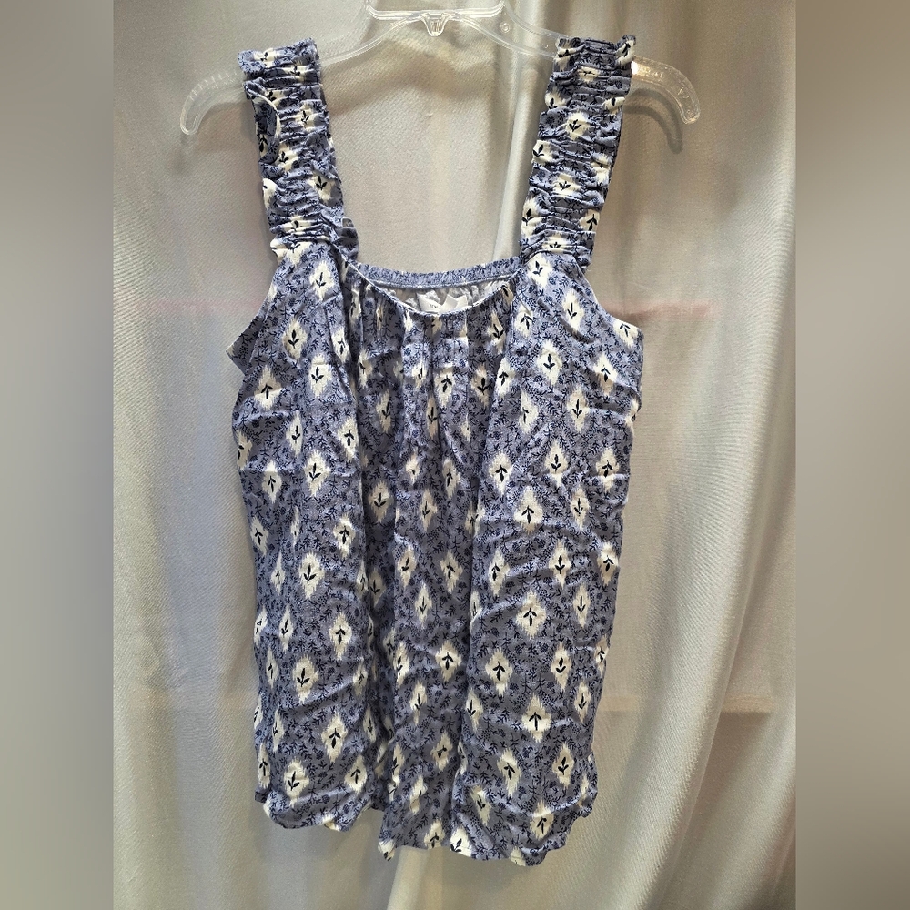 Maurices Navy and White Patterned Tank Top